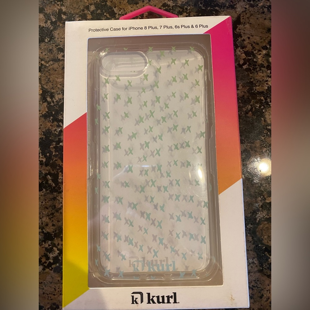 Kurl I phone case, fits iPhone 8 Plus, 7 plus, 6s plus or 6 plus new in box